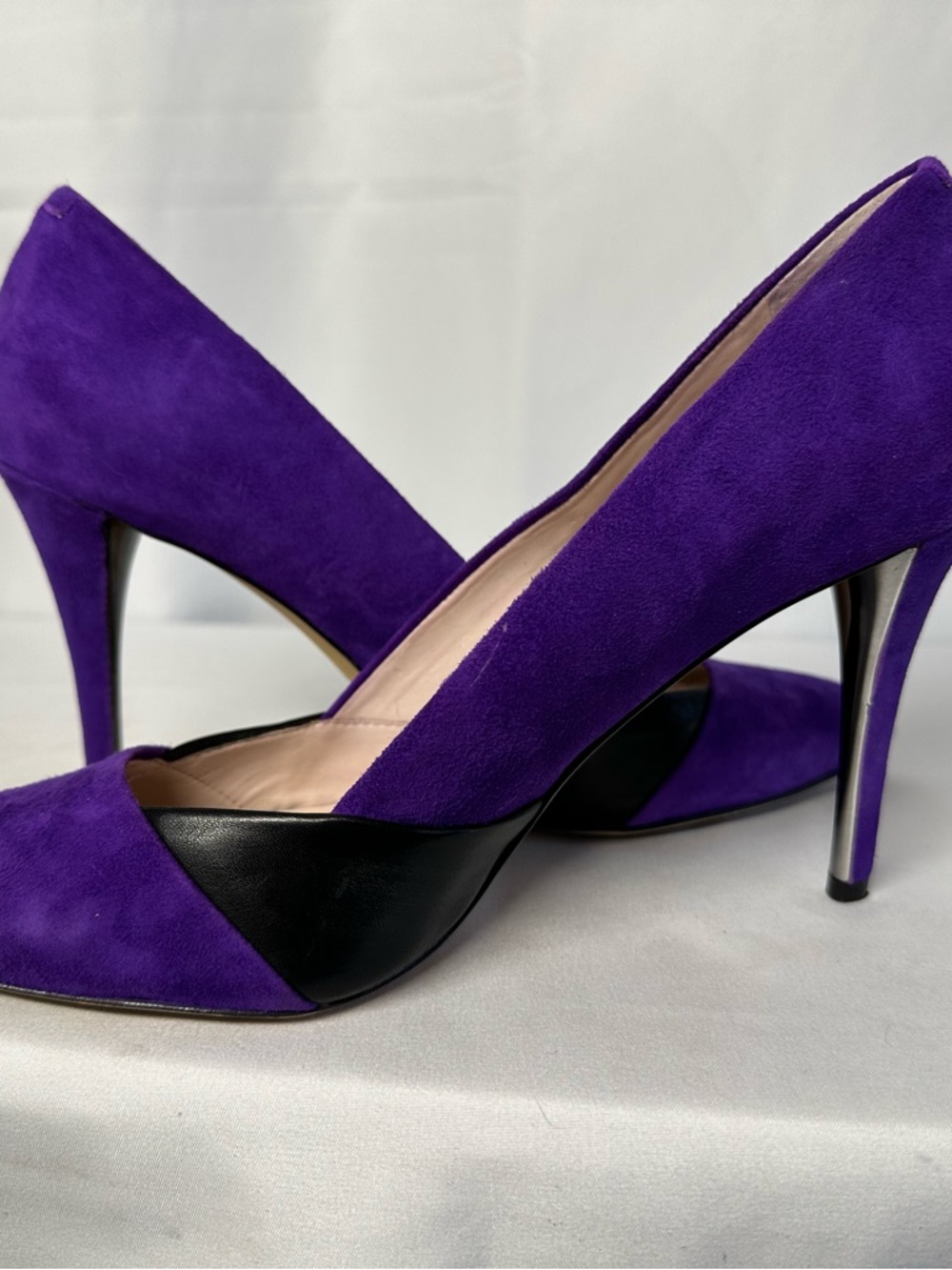 Vince Camuto Purple Suede Pointed-Toe Pumps with Black Accent